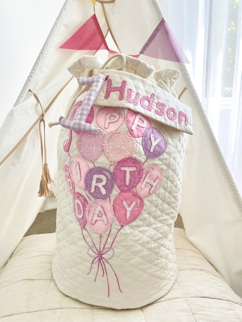 Birthday Sack - Pink Birthday Balloons