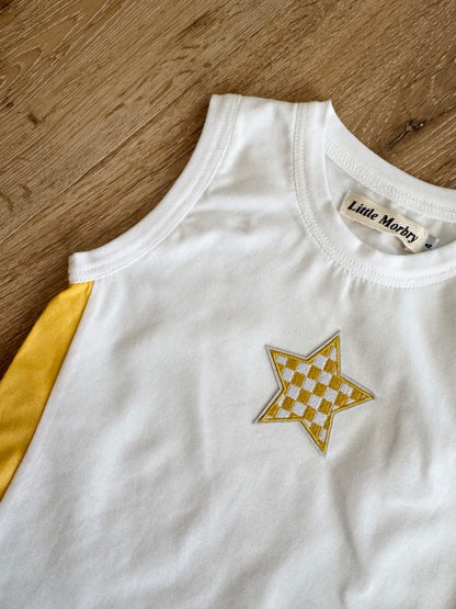 White /Sunflower Tennis Dress