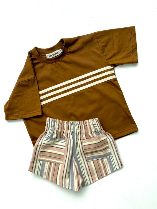 Tan Striped Shorts