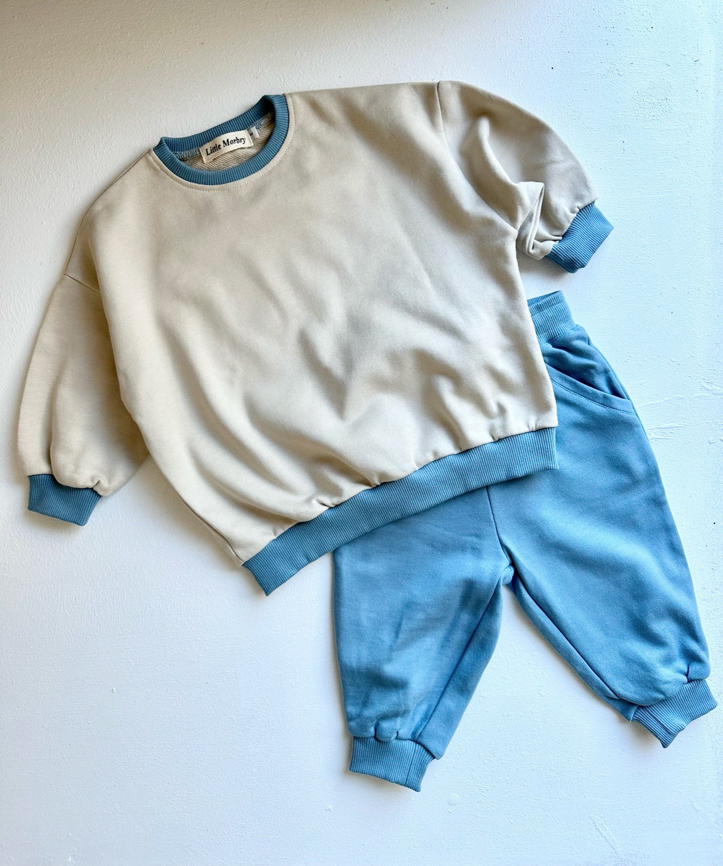 Oatmeal Tracksuit with Blue Pants