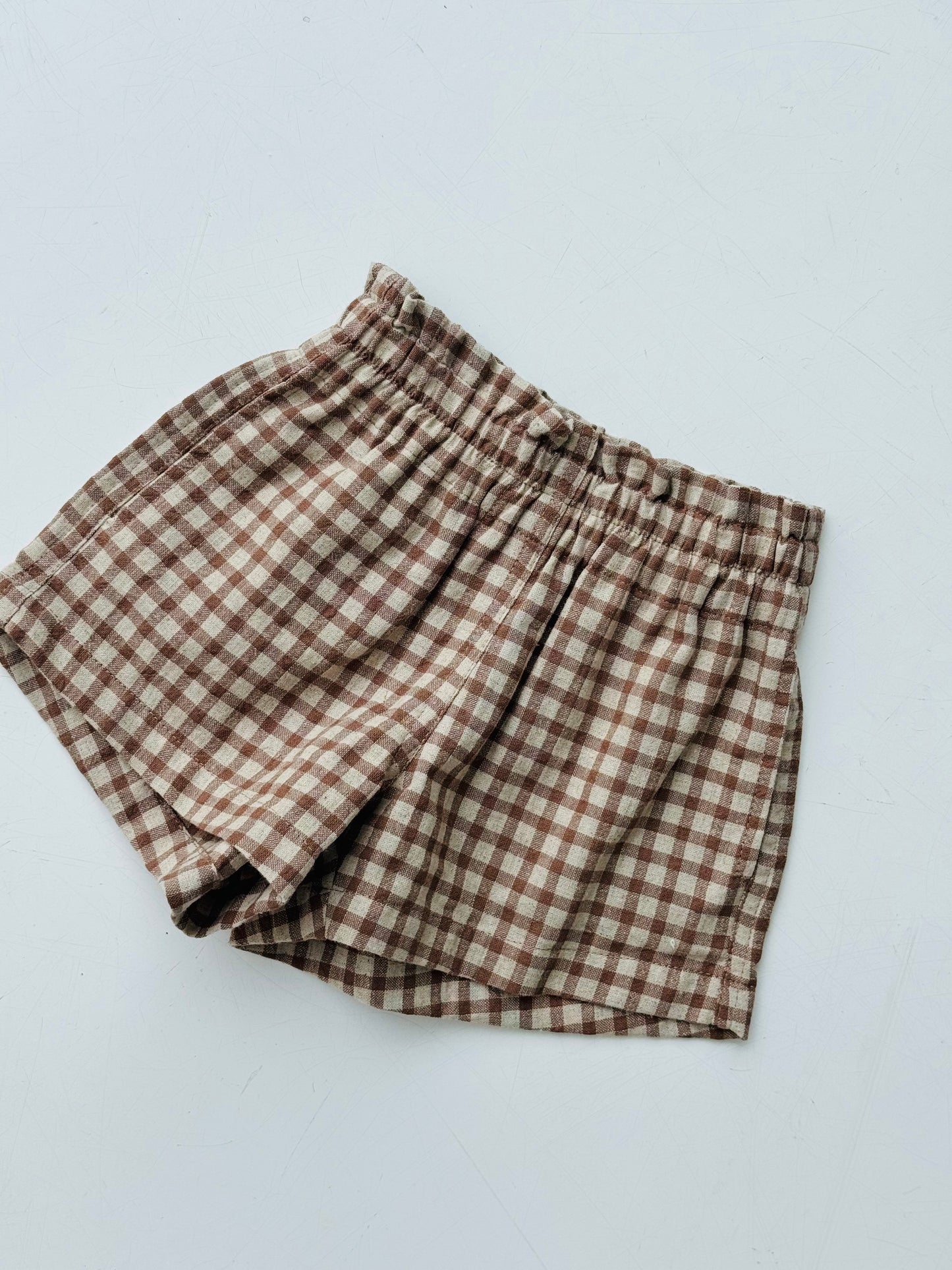 Tan Gingham Shorts