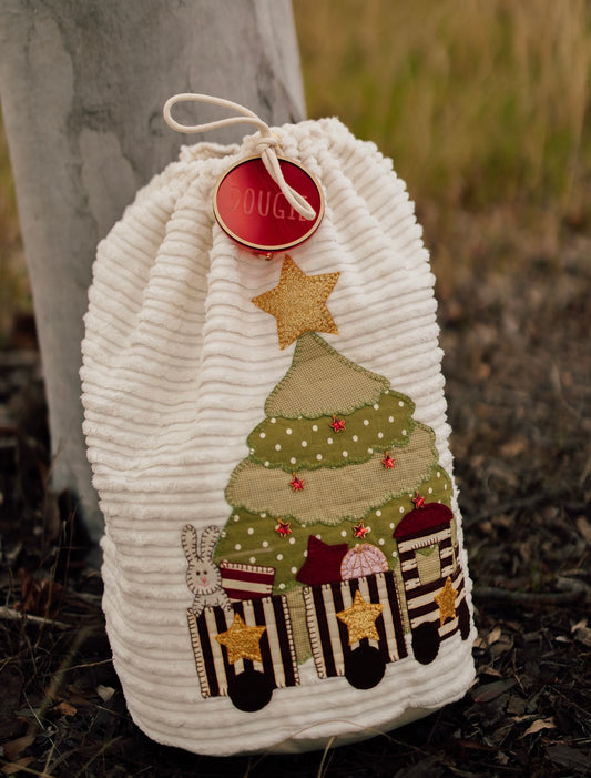 Christmas Tree and Train Sack - Deluxe Velvet Cord