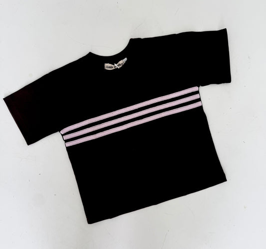 Chocolate Brown Signature T - Pink Stripe