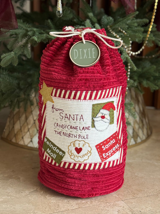 Letter from Santa  Sack Deluxe Velvet Red cord