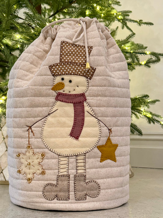 Frosty the Snowman Christmas Sack in Neutral Fabric