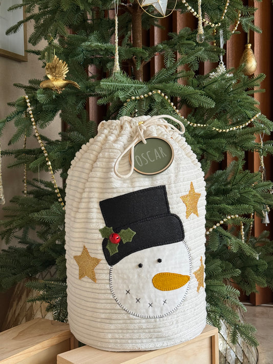 Snowman Star Sack Christmas Sack Deluxe Velvet cord