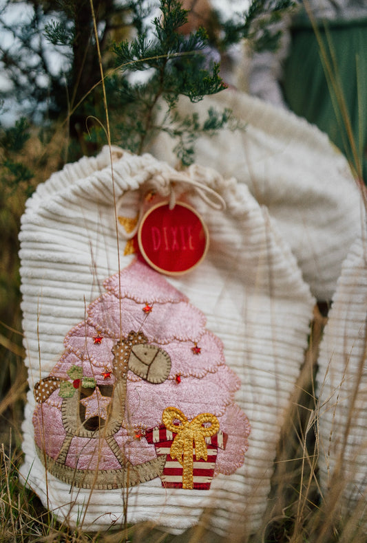 Pink Tree & Rocking Horse  Christmas Sack