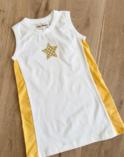 White /Sunflower Tennis Dress