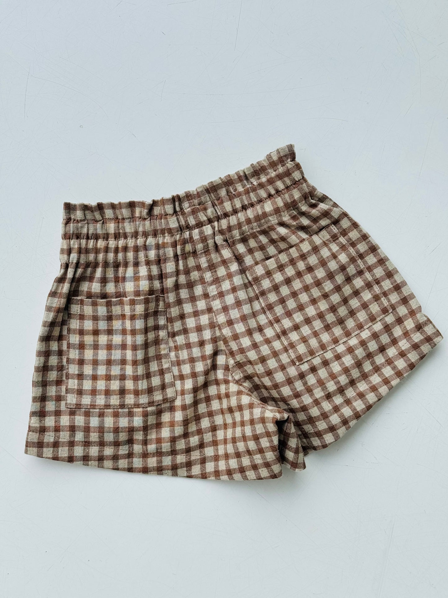 Tan Gingham Shorts