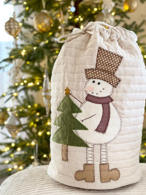 Frosty the Snowman Christmas Sack in Neutral Fabric